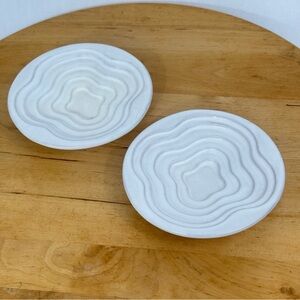 Set of 2 Mary Judge Olive Oil Cloud Dipping Dishes White Ceramic Made In USA